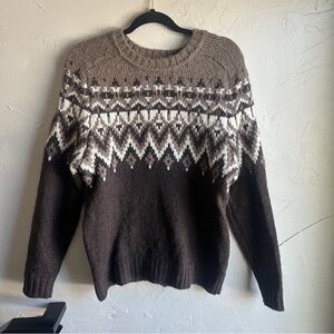 GAP Men’s Fair Isle Nordic Knit‎ Sweater Brown Earth Tone Heritage Grandpa Sz S